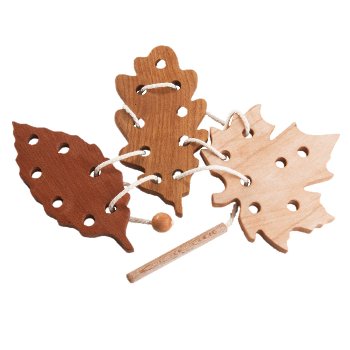 Jouet de Laçage Montessori en Bois — Lot de 3 Feuilles