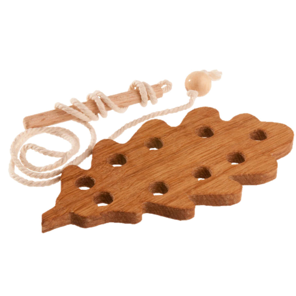 Jouet de Laçage Montessori en Bois — Lot de 3 Feuilles