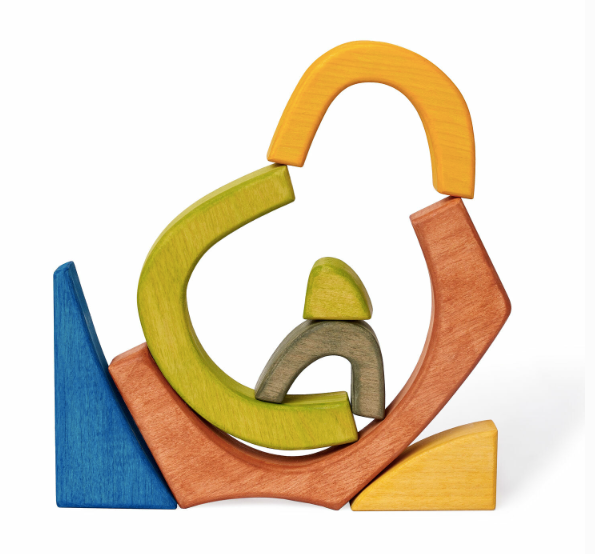 Arche d'Empilage en Bois — Blocs Sculptés Style Grotte
