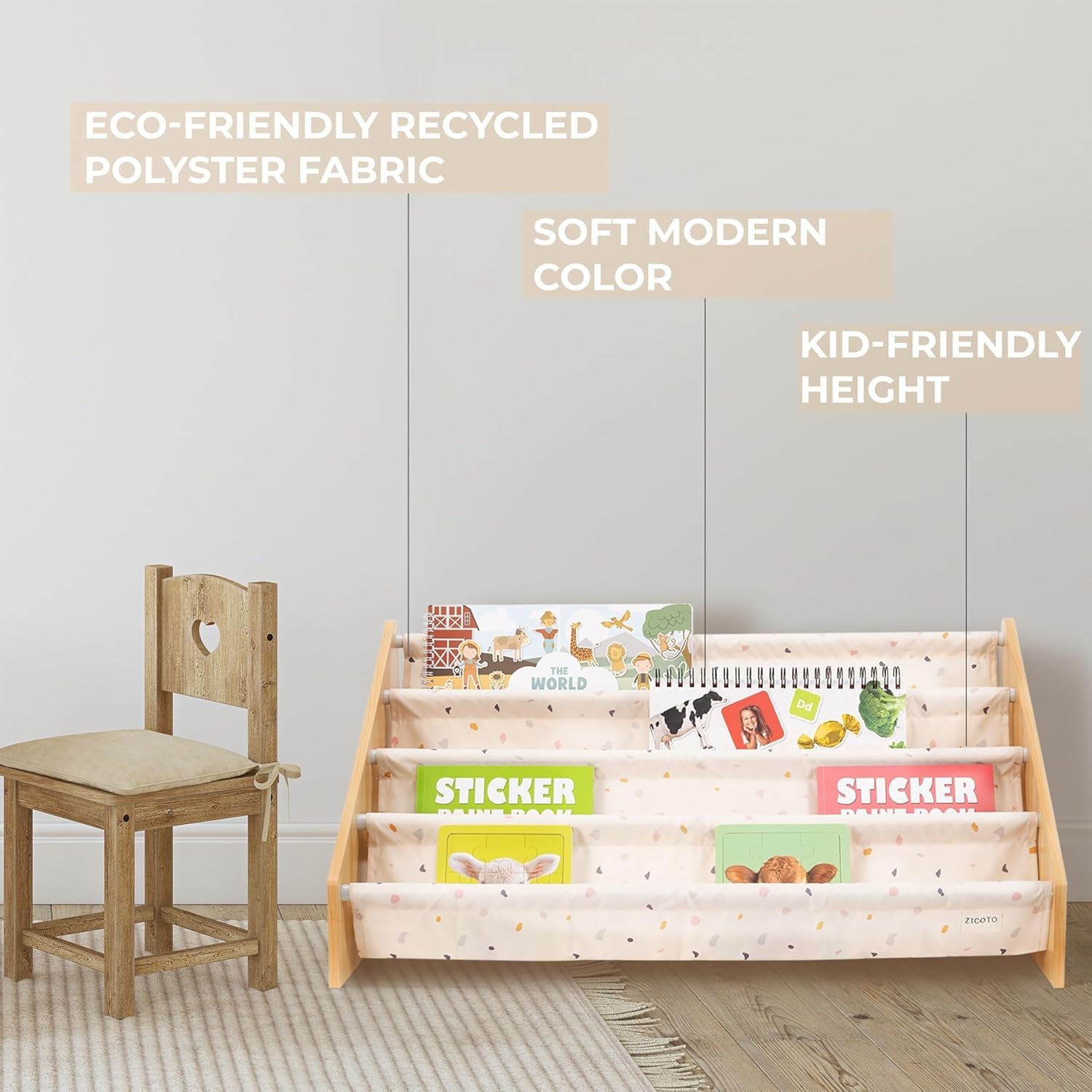 Bibliothèque Montessori Compacte pour Enfant — Rangement Frontal