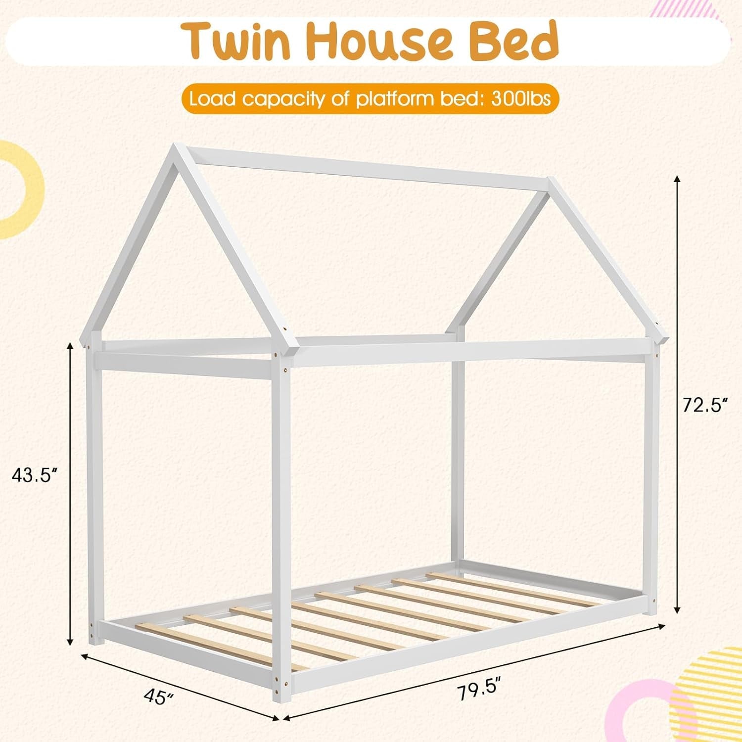 Lit Cabane Montessori avec Toit — Cadre en Bois pour Enfant