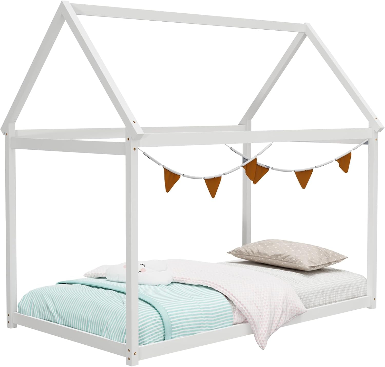 Lit Cabane Montessori avec Toit — Cadre en Bois pour Enfant