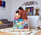 Bibliothèque Montessori en Bois avec Assise — Petit, Moyen ou Grand Format