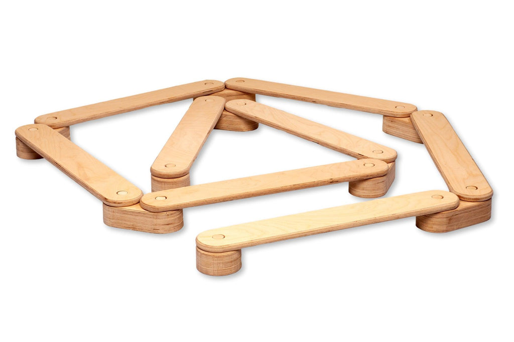 Poutre d'Équilibre Montessori avec Pierres de Gué — Set en Bois