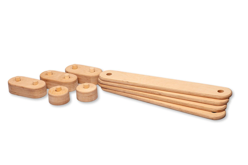 Poutre d'Équilibre Montessori avec Pierres de Gué — Set en Bois