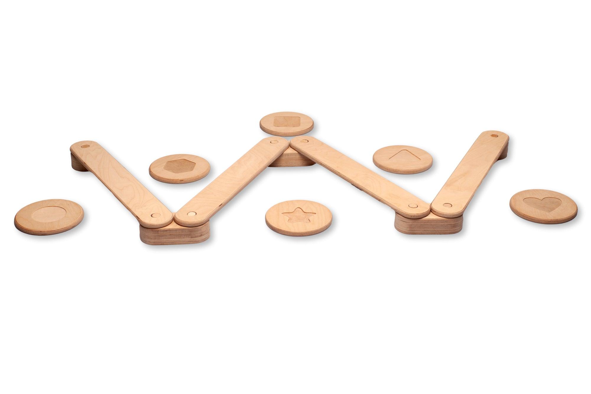 Poutre d'Équilibre Montessori avec Pierres de Gué — Set en Bois