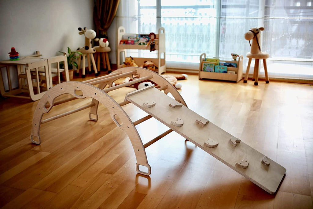 Set d'Escalade Montessori — Arche, Bascule, Rampe et Coussin