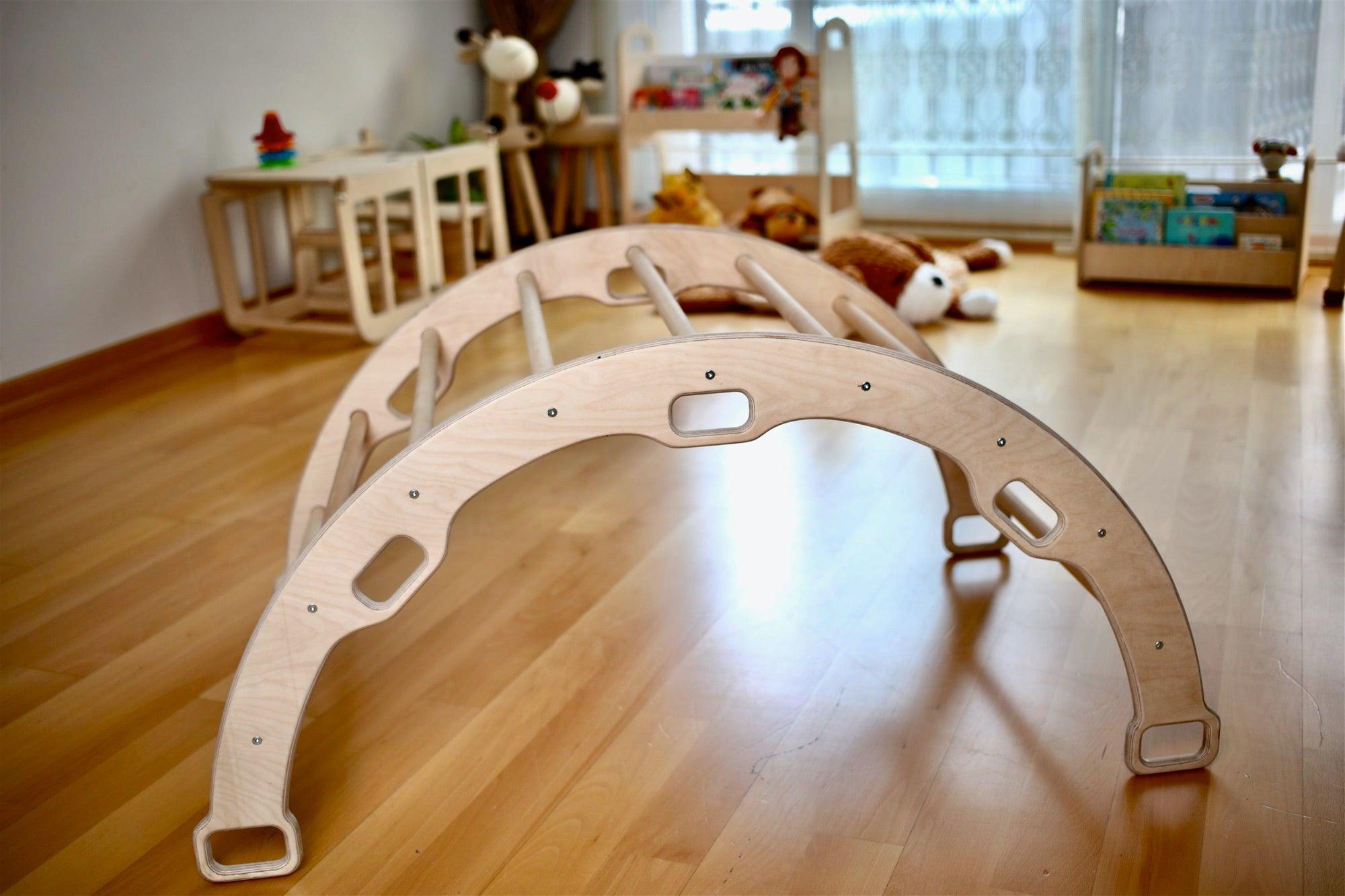 Set d'Escalade Montessori — Arche, Bascule, Rampe et Coussin