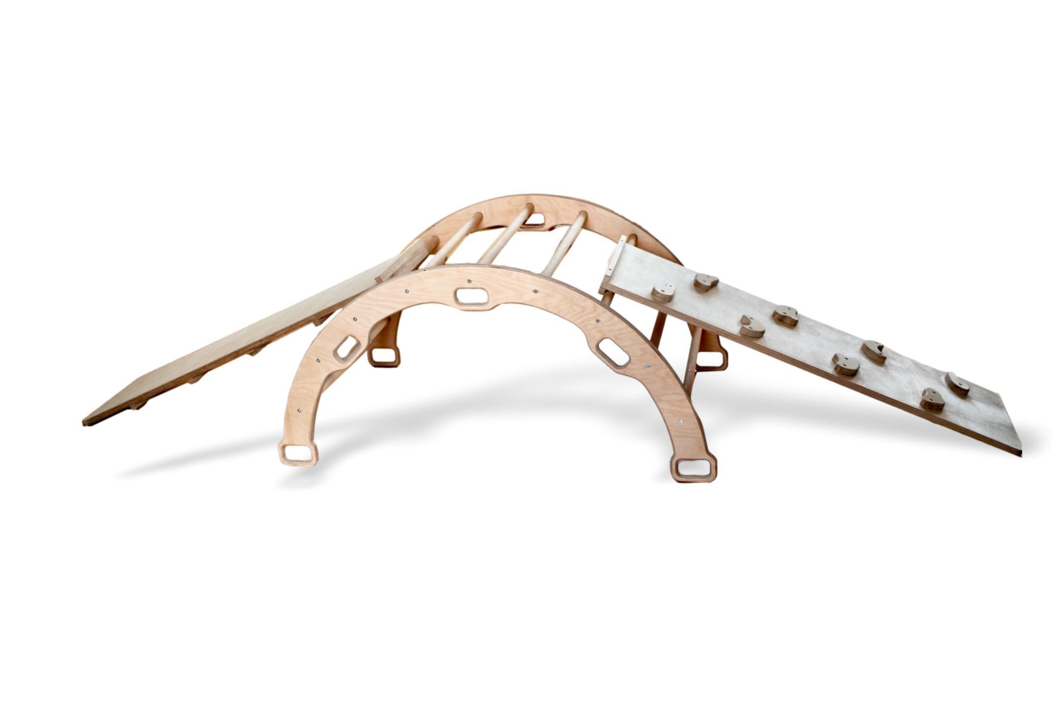 Arche d'Escalade Montessori avec Rampes — Set 3 Pièces en Bois