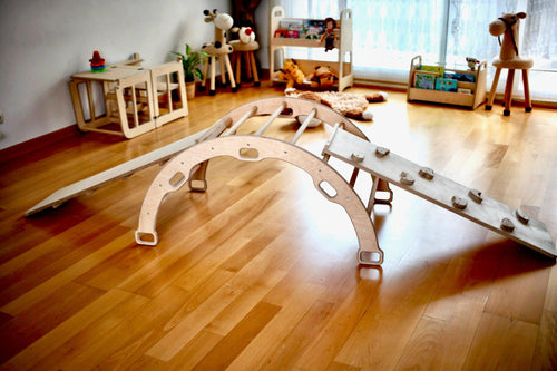 Arche d'Escalade Montessori avec Rampes — Set 3 Pièces en Bois