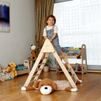 Triangle d'Escalade Pikler Pliable avec Rampe — Structure Montessori en Bois