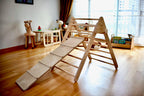 Triangle d'Escalade Pikler Pliable avec Rampe — Structure Montessori en Bois