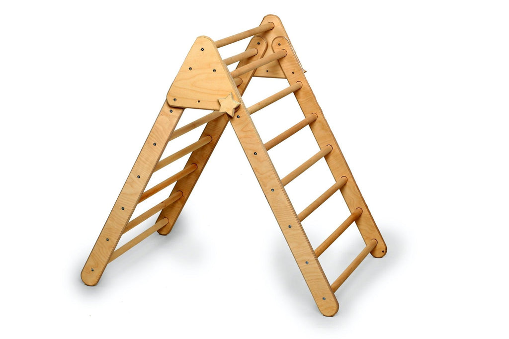 Triangle d'Escalade Pikler Pliable avec Rampe — Structure Montessori en Bois
