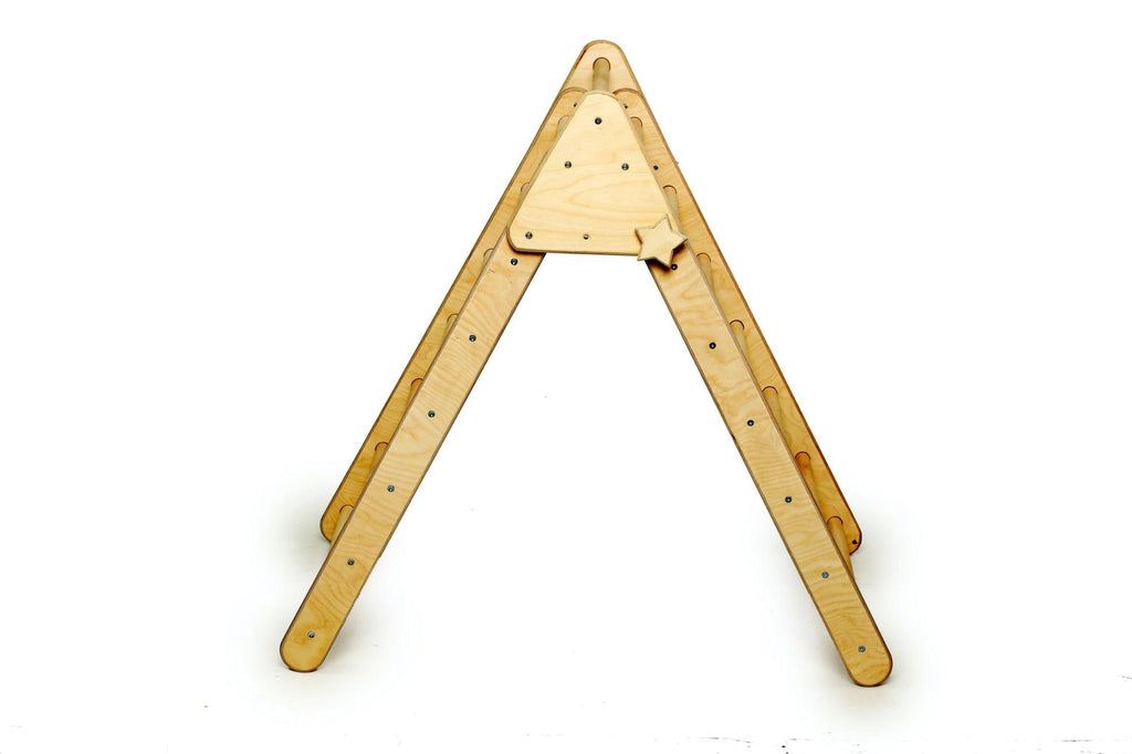Triangle d'Escalade Pikler Pliable avec Rampe — Structure Montessori en Bois