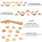 Poutre d'Équilibre Montessori avec Pierres de Gué — Set en Bois