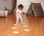 Poutre d'Équilibre Montessori avec Pierres de Gué — Set en Bois