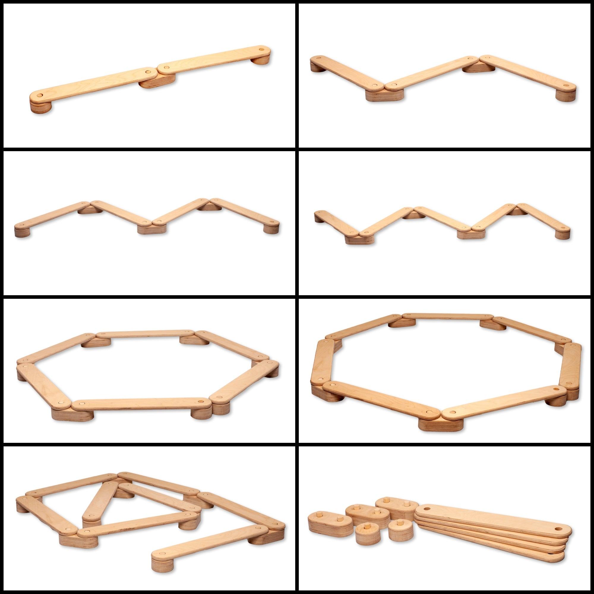 Poutre d'Équilibre Montessori avec Pierres de Gué — Set en Bois