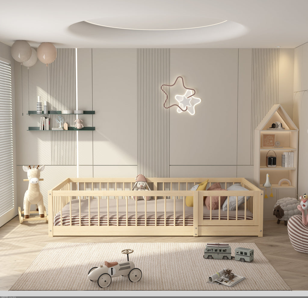 Lit au Sol Montessori en Bois Naturel — Modèle Dream Raft