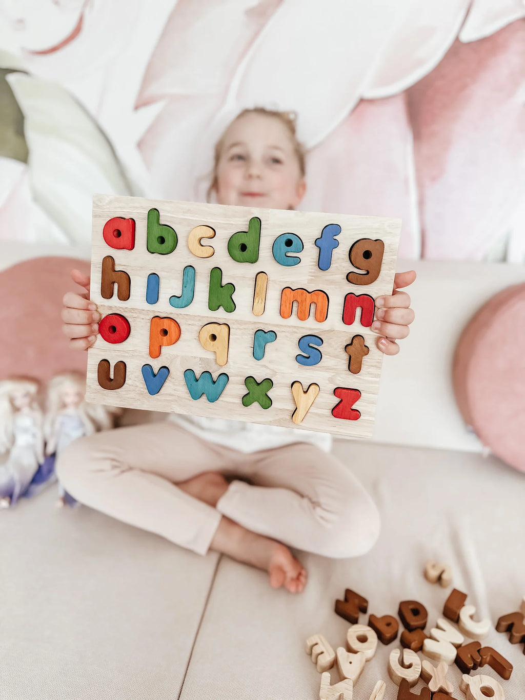 Puzzle Alphabet en Bois — Lettres Minuscules Colorées Montessori