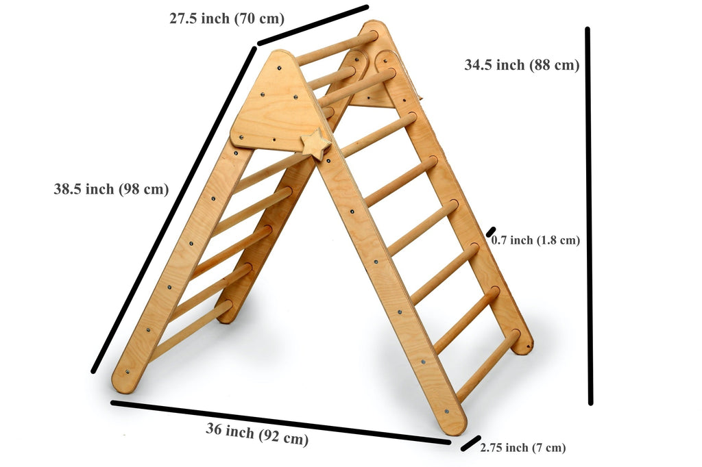 Triangle d'Escalade Pikler Pliable avec Rampe — Structure Montessori en Bois
