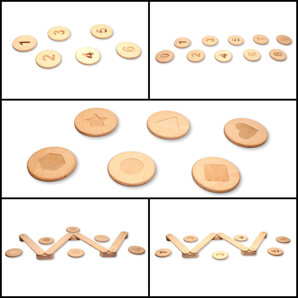 Poutre d'Équilibre Montessori avec Pierres de Gué — Set en Bois