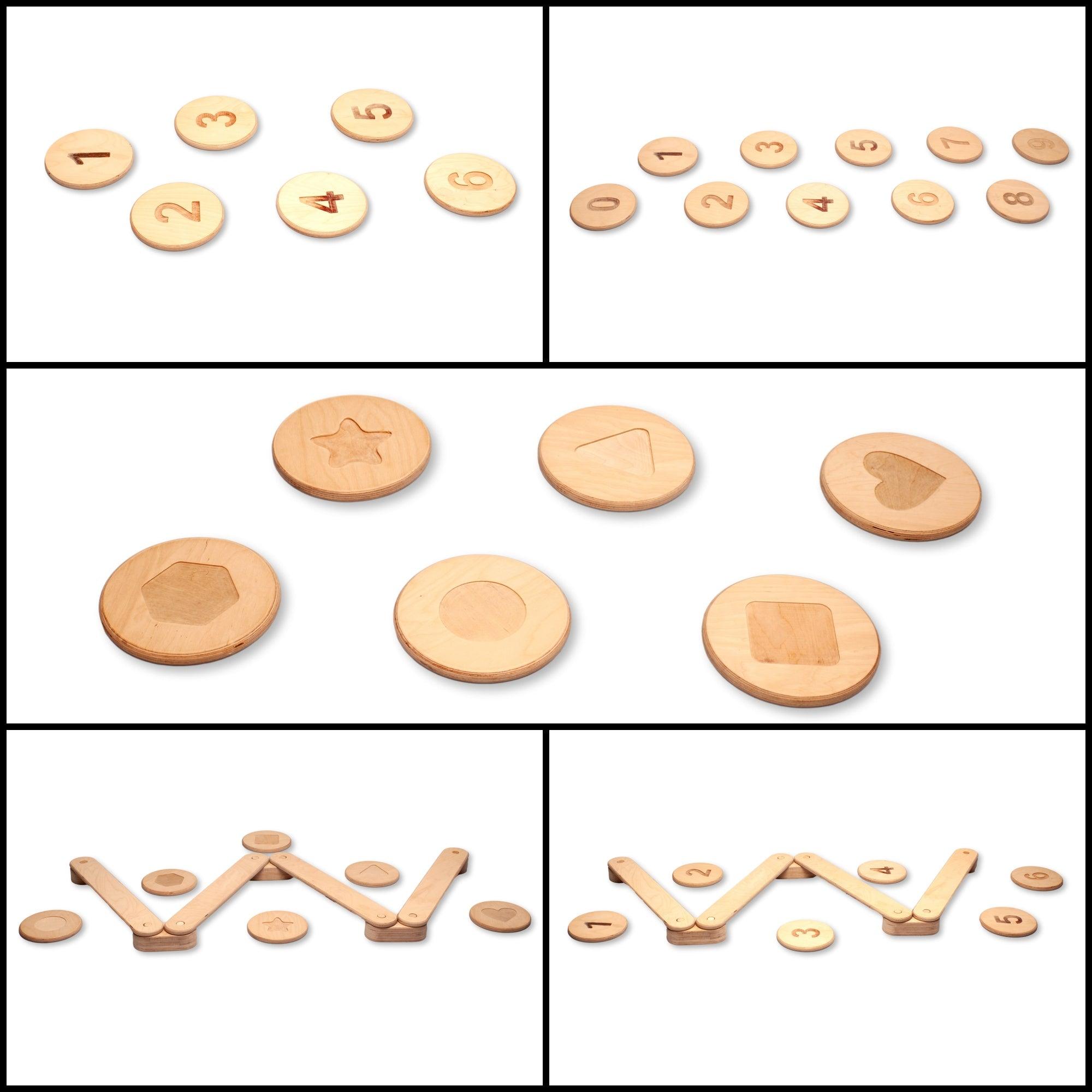 Poutre d'Équilibre Montessori avec Pierres de Gué — Set en Bois