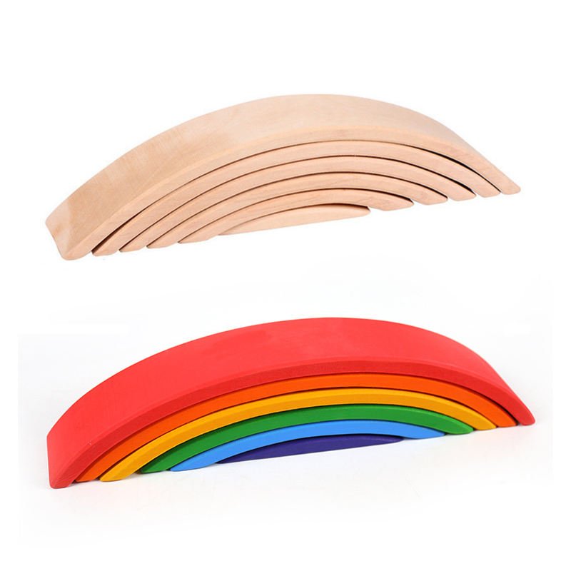 Arc-en-ciel Montessori en bois — 7 arches